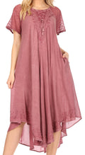 Sakkas Helena Embroidered Nightgown / Women Sleepwear with Eyelet Sleeves#color_Dusty Rose