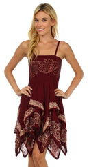 Sakkas Batik Handkerchief Hem Short Dress