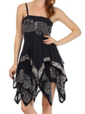 Sakkas Batik Handkerchief Hem Short Dress#color_Navy/White