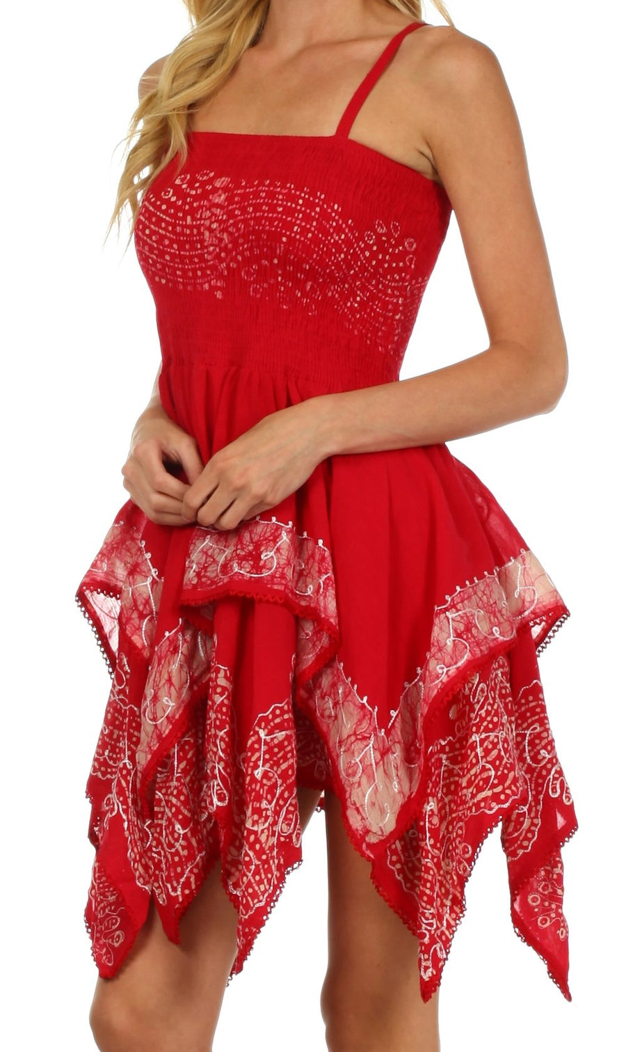 short handkerchief dress Women's Bright orange/floral Patterned Handkerchief Dress