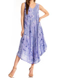 Sakkas Laeila Tie Dye Washed Tall Long Sleeveless Tank Top Caftan Dress / Cover Up#color_DustyBlue