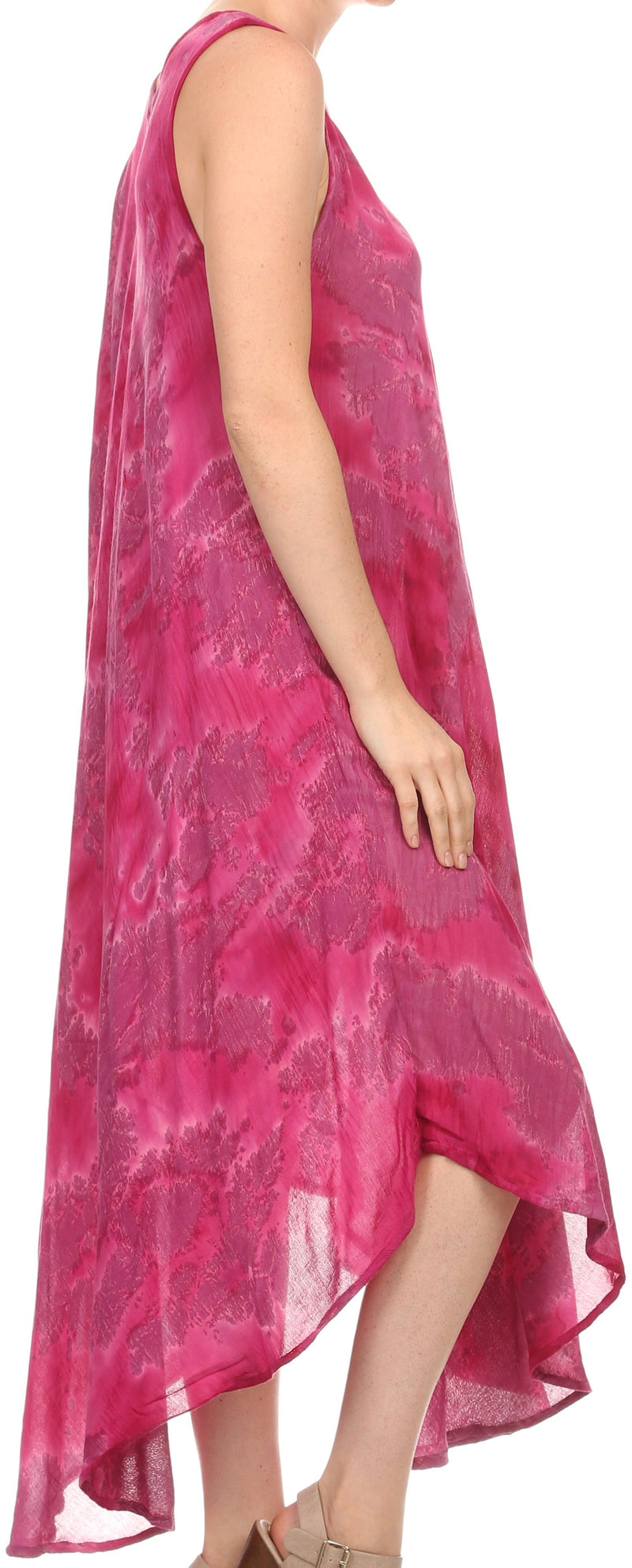 Sakkas Laeila Tie Dye Washed Tall Long Sleeveless Tank Top Caftan Dress / Cover Up