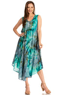 Sakkas Laeila Tie Dye Washed Tall Long Sleeveless Tank Top Caftan Dress / Cover Up