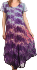 Sakkas Kaylaye Long Tie Dye Ombre Embroidered Cap Sleeve Caftan Dress / Cover Up#color_Purple