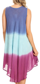 Sakkas Lisa Dip Dyed Floral Batik Short Sleeve Dress / Cover Up