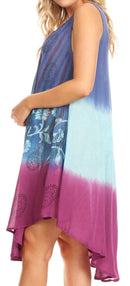 Sakkas Lisa Dip Dyed Floral Batik Short Sleeve Dress / Cover Up