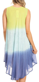 Sakkas Lisa Dip Dyed Floral Batik Short Sleeve Dress / Cover Up