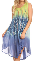 Sakkas Lisa Dip Dyed Floral Batik Short Sleeve Dress / Cover Up#color_LimeGreen