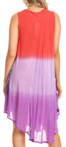 Sakkas Lisa Dip Dyed Floral Batik Short Sleeve Dress / Cover Up