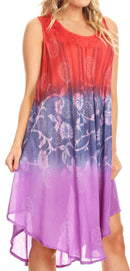 Sakkas Lisa Dip Dyed Floral Batik Short Sleeve Dress / Cover Up
