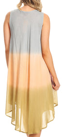 Sakkas Lisa Dip Dyed Floral Batik Short Sleeve Dress / Cover Up