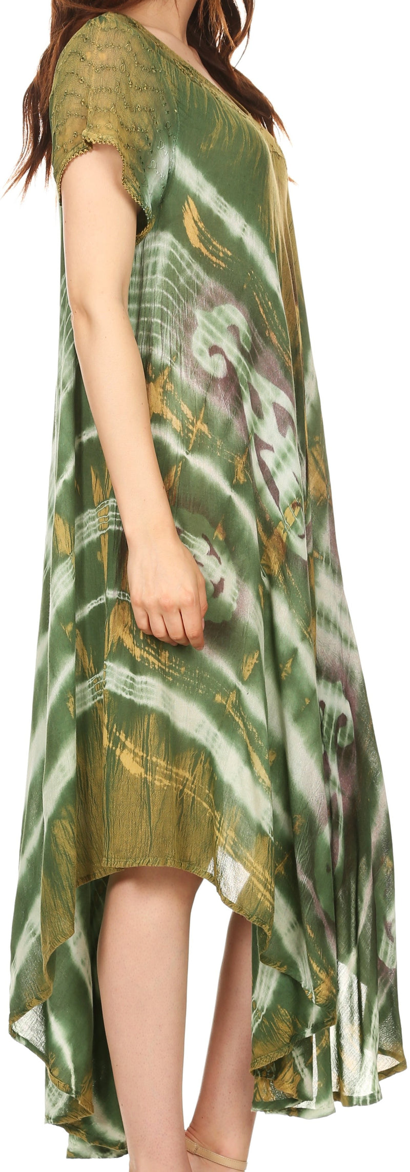 Sakkas Rachelle Short Sleeve Embroidered Batik Dress