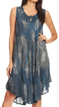 Sakkas Valentina Sleeveless Stonewashed Dress / Cover Up with Embroidery#color_Blue 