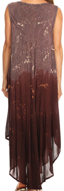 Sakkas Priscilla Sleeveless Stonewashed Ombre Tie Front Dress / Cover Up