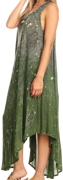 Sakkas Priscilla Sleeveless Stonewashed Ombre Tie Front Dress / Cover Up