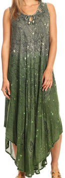 Sakkas Priscilla Sleeveless Stonewashed Ombre Tie Front Dress / Cover Up