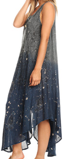 Sakkas Priscilla Sleeveless Stonewashed Ombre Tie Front Dress / Cover Up