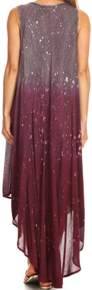 Sakkas Priscilla Sleeveless Stonewashed Ombre Tie Front Dress / Cover Up