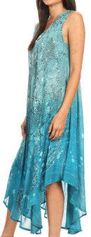 Sakkas Priscilla Sleeveless Stonewashed Ombre Tie Front Dress / Cover Up