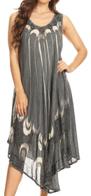 Sakkas Ecrin Women Tie-dye Sleeveless Stonewashed Caftan Cover up Dress Flowy