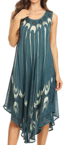 Sakkas Ecrin Women Tie-dye Sleeveless Stonewashed Caftan Cover up Dress Flowy