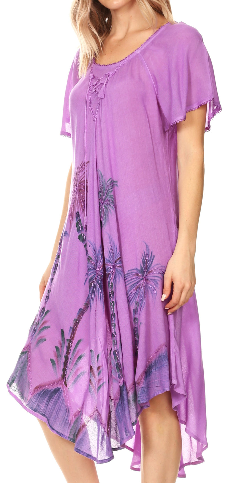Sakkas Lida Womens Everyday Summer Relaxed Dress with Short Sleeves & Block Print