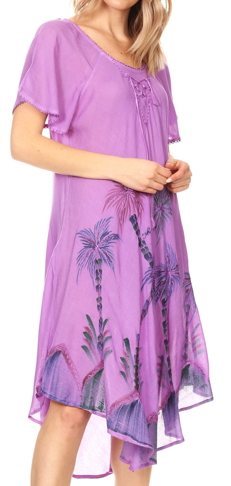 Sakkas Lida Womens Everyday Summer Relaxed Dress with Short Sleeves & Block Print