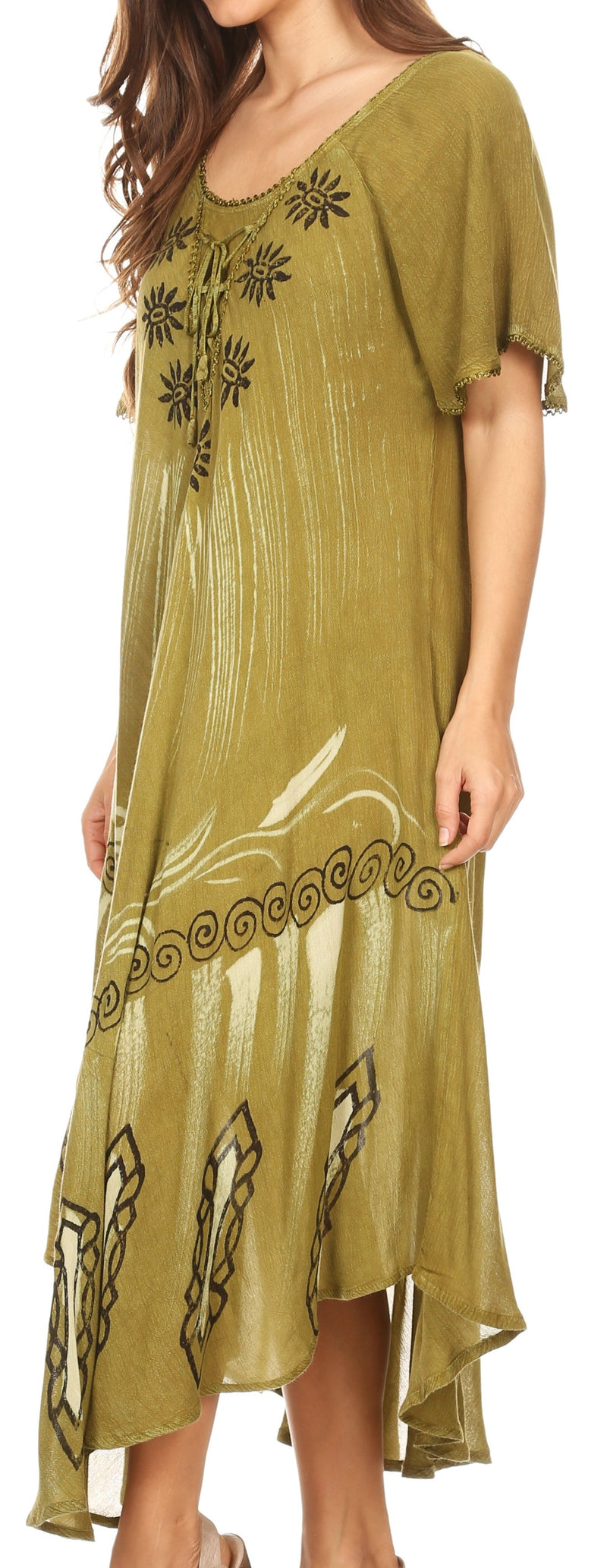 Sakkas Lida Womens Everyday Summer Relaxed Dress with Short Sleeves & Block Print