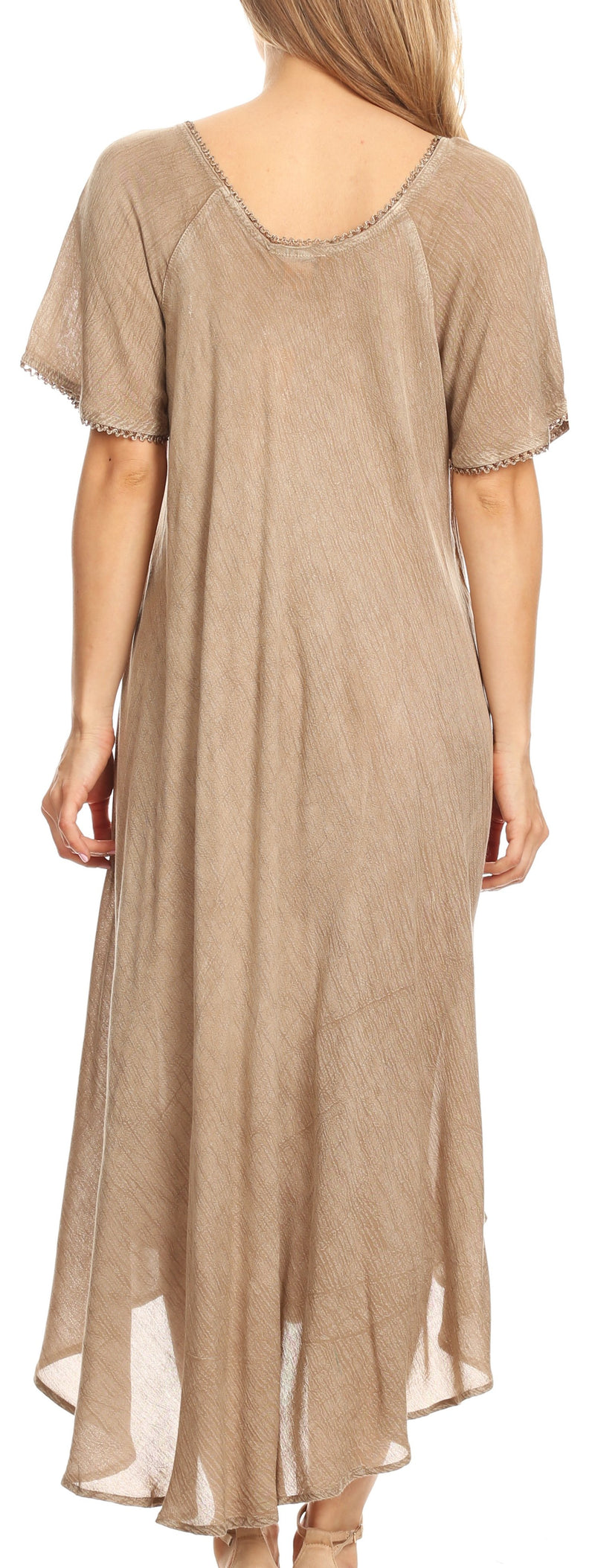 Sakkas Lida Womens Everyday Summer Relaxed Dress with Short Sleeves & Block Print