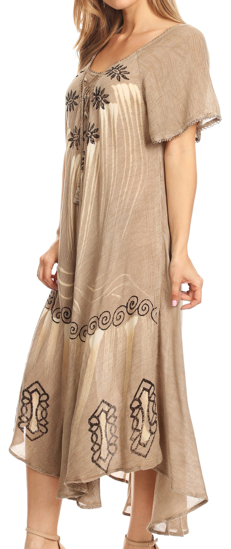 Sakkas Lida Womens Everyday Summer Relaxed Dress with Short Sleeves & Block Print