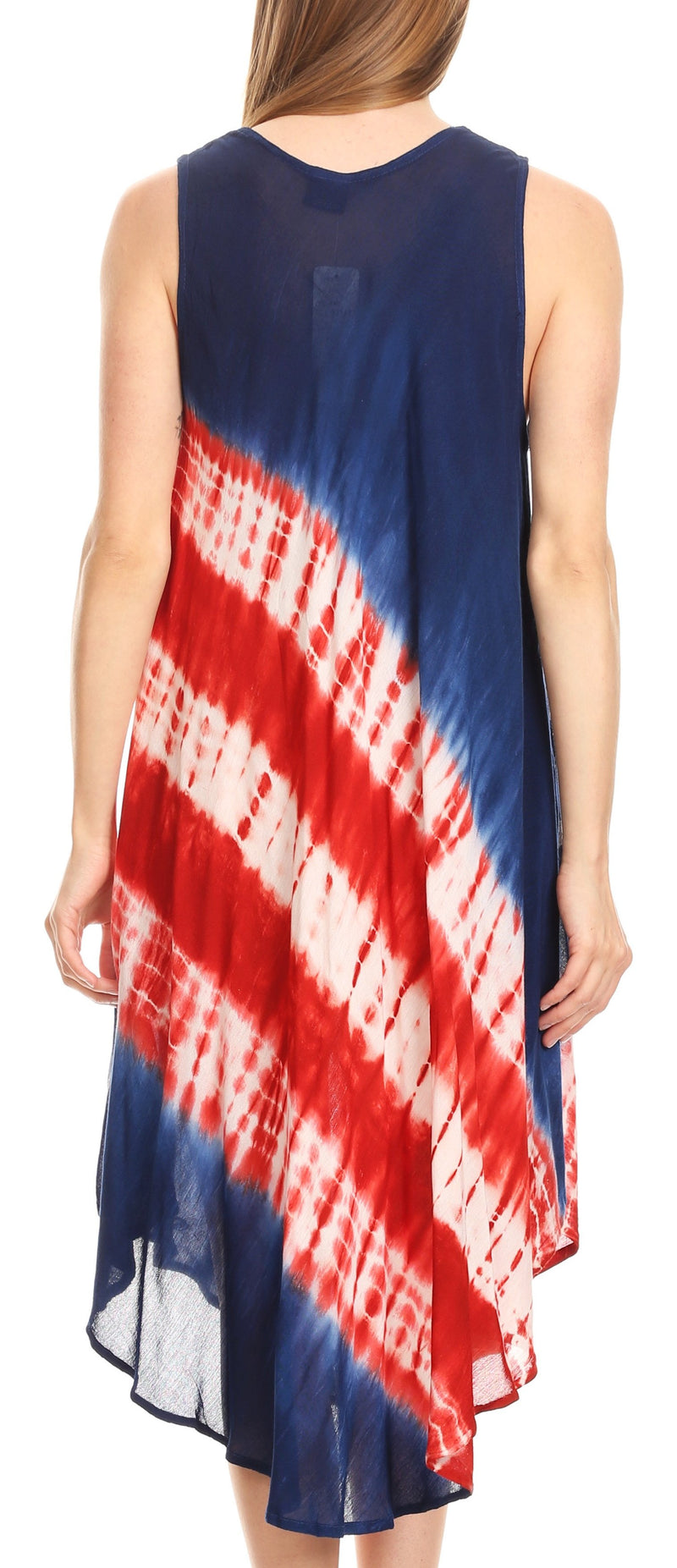 Sakkas Helen Stars and Stripes Patriotic Summer Tank Dress Light Casual Simple
