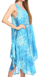 Sakkas Amanda Tie-dye Batik Summer Tank Mid Dress Relax Fit and Soft