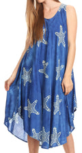 Sakkas Celina Summer Casual Everyday Tank Dress Tye-dye and Batik Sleeveless#color_Royal blue 