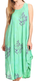 Sakkas Maddalena Summer Casual Relax fit Tank Dress Tie dye with Batik #color_Green