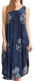 Sakkas Maddalena Summer Casual Relax fit Tank Dress Tie dye with Batik #color_Navy