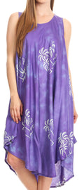 Sakkas Maddalena Summer Casual Relax fit Tank Dress Tie dye with Batik #color_Purple