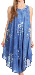 Sakkas Maddalena Summer Casual Relax fit Tank Dress Tie dye with Batik #color_RoyalBlue