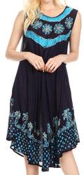 Sakkas Esme Women's Casual Midi Loose Fit Sleeveless Tank Dress Cover-up #color_17154-NavyTurq 