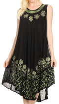 Sakkas Esme Women's Casual Midi Loose Fit Sleeveless Tank Dress Cover-up #color_17164-BlackGreen 
