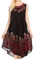 Sakkas Esme Women's Casual Midi Loose Fit Sleeveless Tank Dress Cover-up #color_17164-BlackRed 