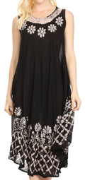 Sakkas Esme Women's Casual Midi Loose Fit Sleeveless Tank Dress Cover-up #color_17164-BlackWhite 