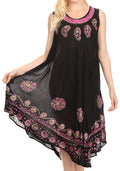 Sakkas Tina Women's Casual Summer Maxi Loose Fit Sleeveless Tank Dress#color_17161-Black 
