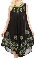 Sakkas Tina Women's Casual Summer Maxi Loose Fit Sleeveless Tank Dress#color_17161-BlackGreen 