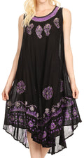 Sakkas Tina Women's Casual Summer Maxi Loose Fit Sleeveless Tank Dress#color_17161-BlackPurple 
