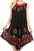 Sakkas Tina Women's Casual Summer Maxi Loose Fit Sleeveless Tank Dress#color_17161-BlackRed 