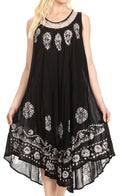 Sakkas Tina Women's Casual Summer Maxi Loose Fit Sleeveless Tank Dress#color_17161-BlackWhite 