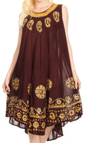 Sakkas Tina Women's Casual Summer Maxi Loose Fit Sleeveless Tank Dress#color_17161-Brown 