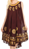 Sakkas Tina Women's Casual Summer Maxi Loose Fit Sleeveless Tank Dress#color_17161-Brown
