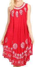 Sakkas Tina Women's Casual Summer Maxi Loose Fit Sleeveless Tank Dress#color_17161-Red 