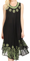 Sakkas Tina Women's Casual Summer Maxi Loose Fit Sleeveless Tank Dress#color_17162-BlackGreen 